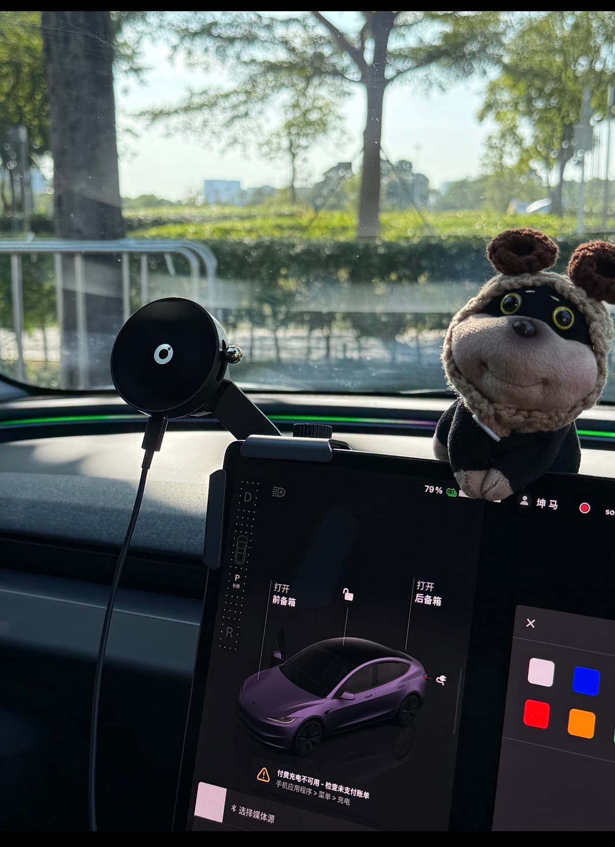 Model Y dashboard phone mount positioned near the center touchscreen